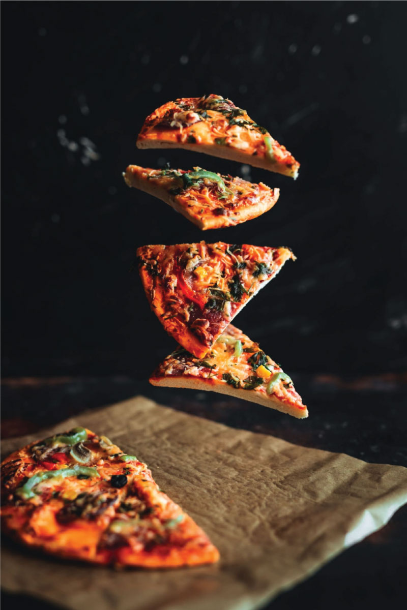 Flying pizza slices