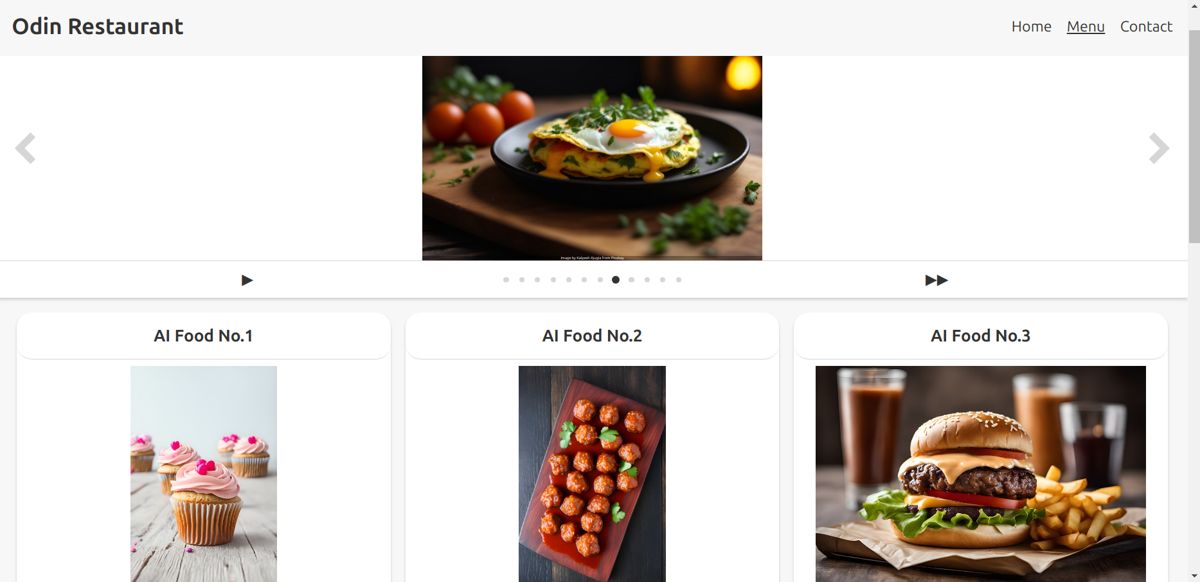 Screenshot of the Odin Restaurant Page